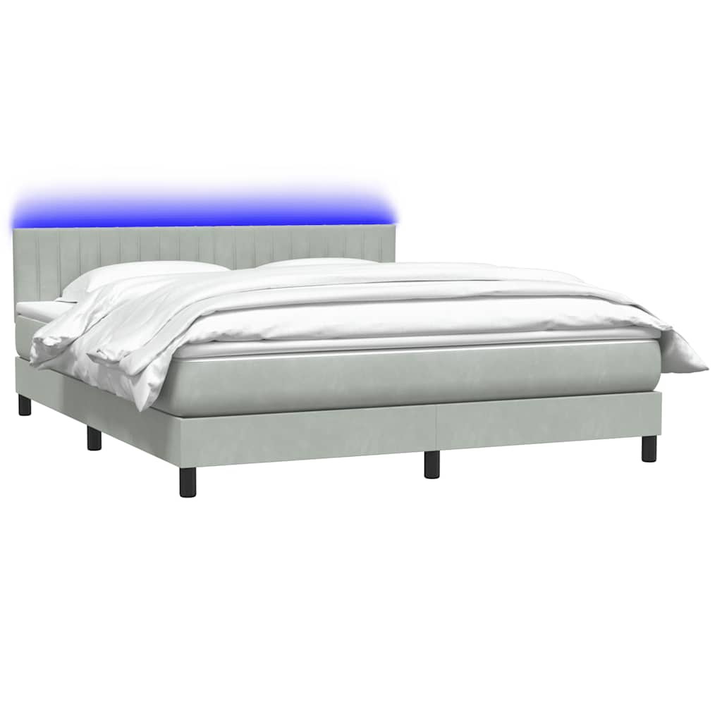 vidaXL Cama box spring con colchón terciopelo gris claro 180x220 cm