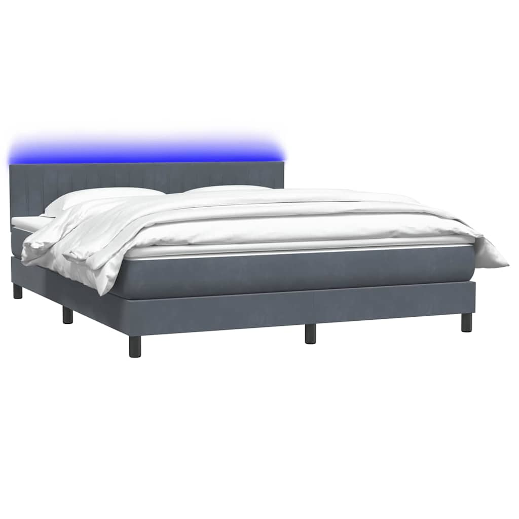 vidaXL Cama box spring con colchón terciopelo gris oscuro 180x220 cm