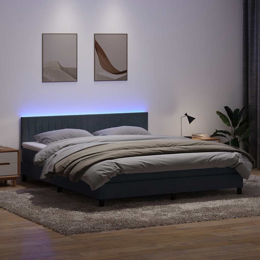 vidaXL Cama box spring con colchón terciopelo gris oscuro 180x220 cm