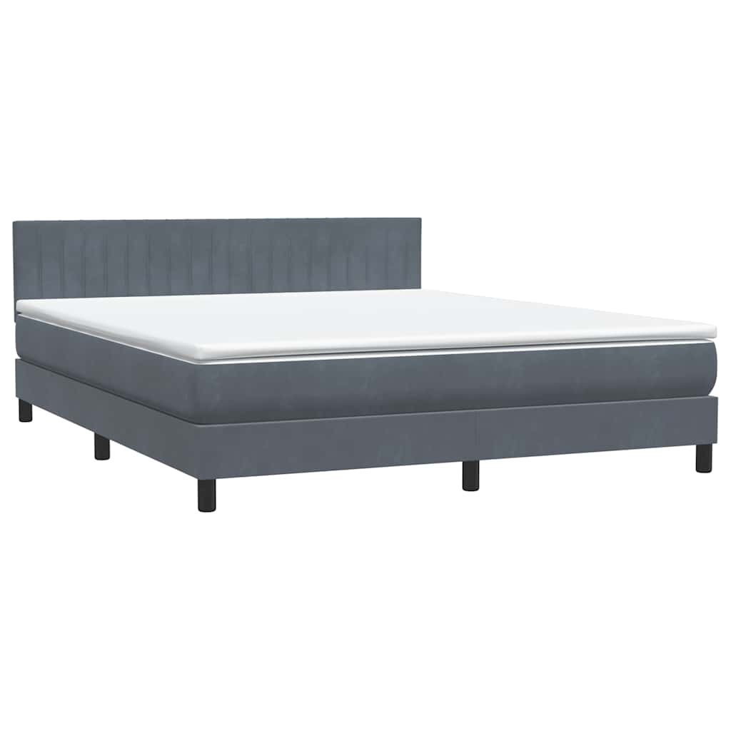 vidaXL Cama box spring con colchón terciopelo gris oscuro 180x220 cm