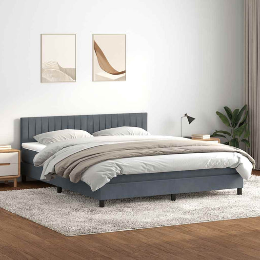 vidaXL Cama box spring con colchón terciopelo gris oscuro 180x220 cm