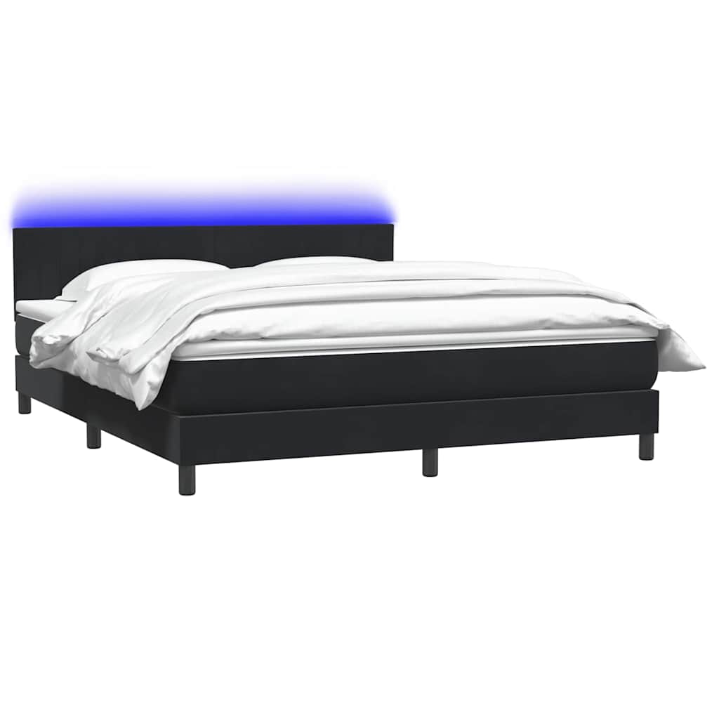 vidaXL Cama box spring con colchón terciopelo negro 180x220 cm