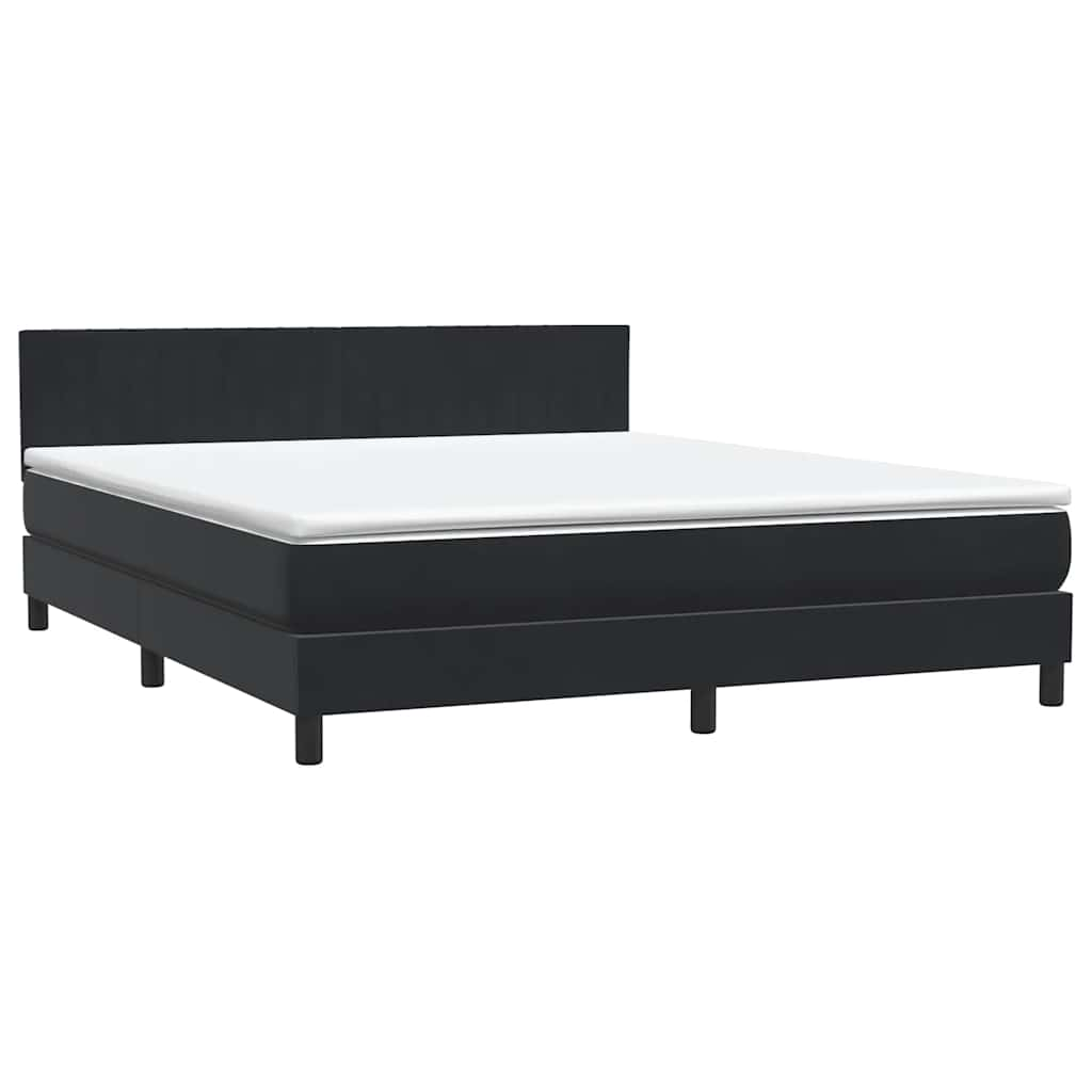 vidaXL Cama box spring con colchón terciopelo negro 180x220 cm