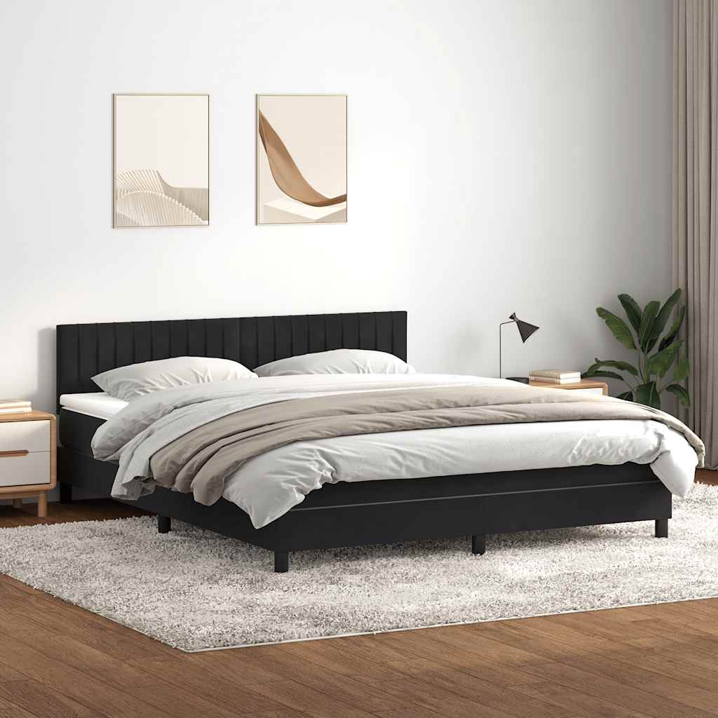 vidaXL Cama box spring con colchón terciopelo negro 180x220 cm