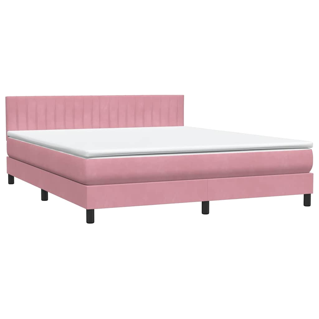 vidaXL Cama box spring con colchón terciopelo rosa 180x220 cm