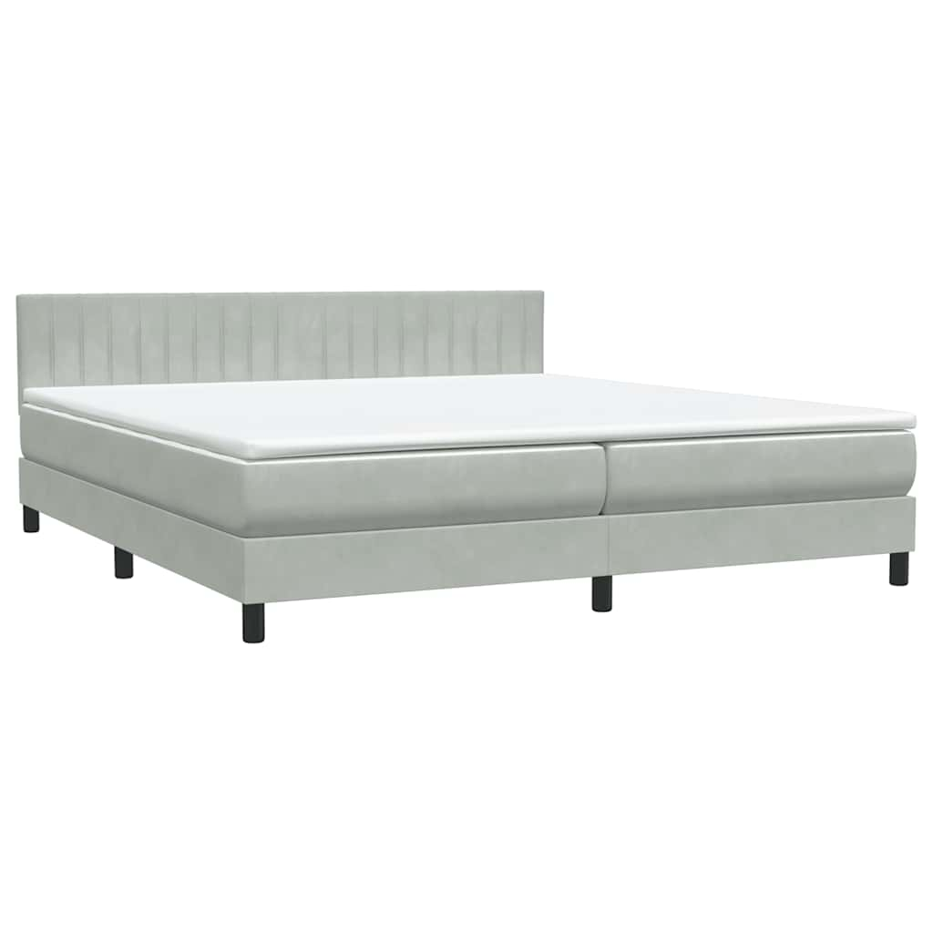 vidaXL Cama box spring con colchón terciopelo gris claro 200x220 cm