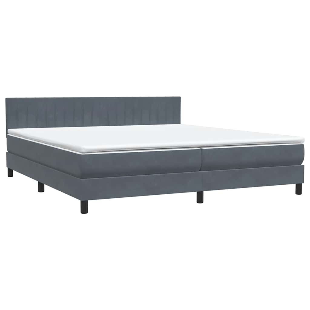 vidaXL Cama box spring con colchón terciopelo gris oscuro 200x220 cm