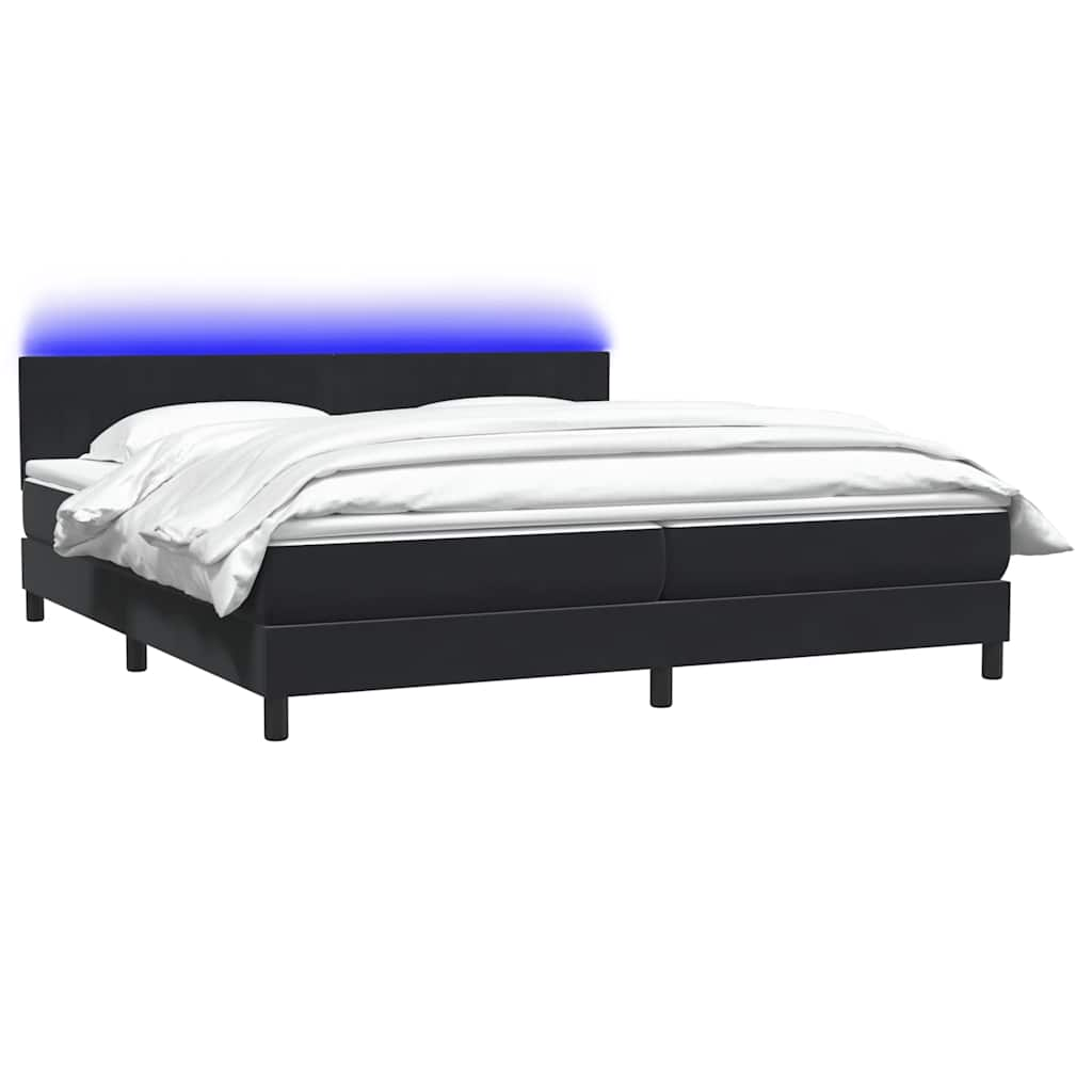 vidaXL Cama box spring con colchón terciopelo negro 200x220 cm