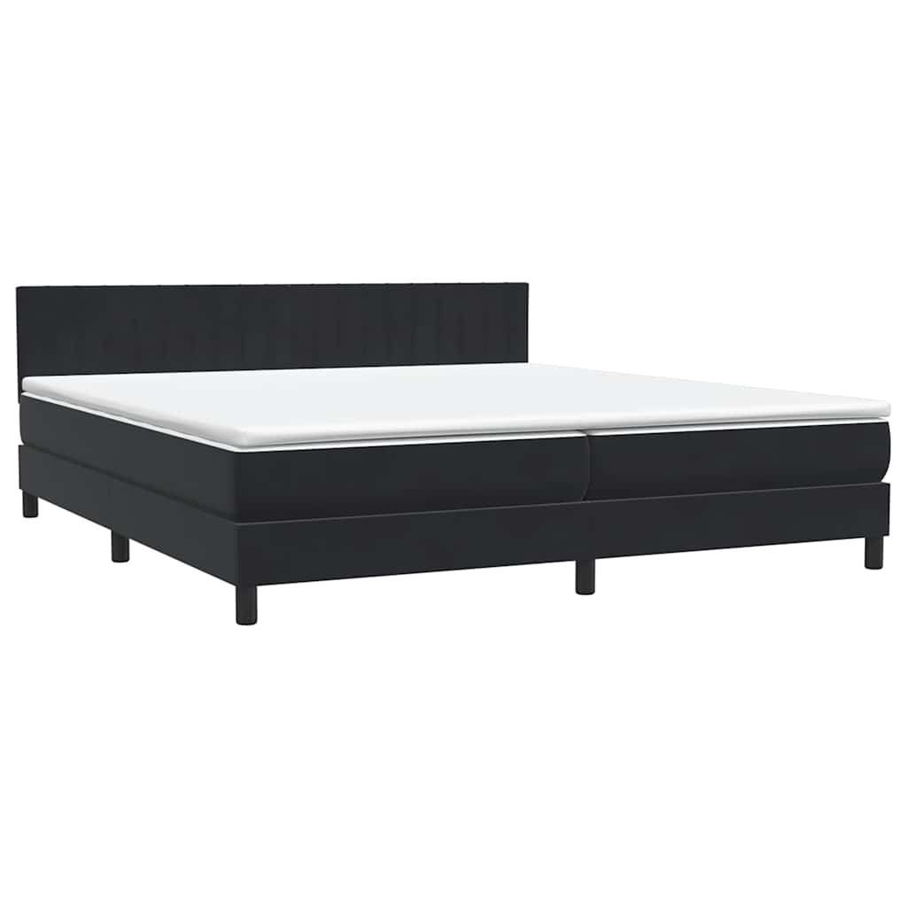 vidaXL Cama box spring con colchón terciopelo negro 200x220 cm