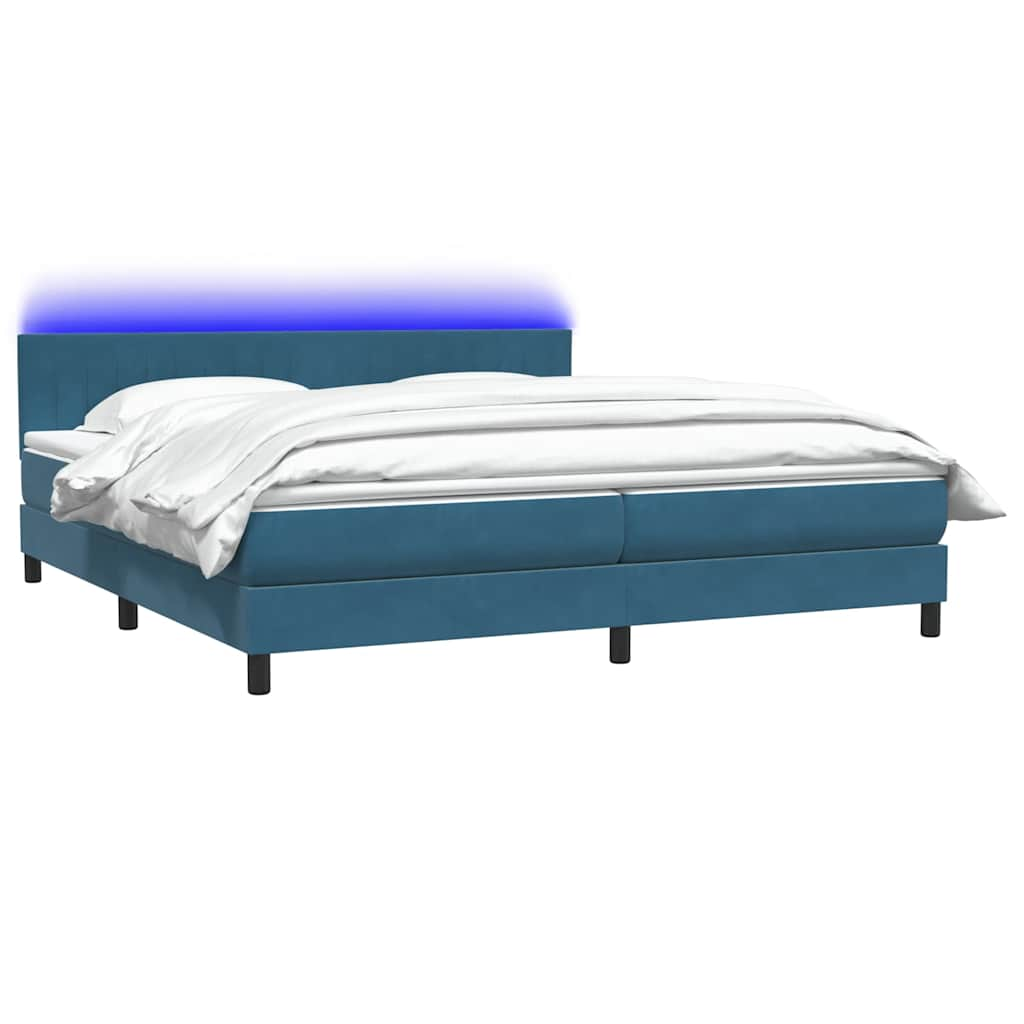 vidaXL Cama box spring con colchón terciopelo azul oscuro 200x220 cm