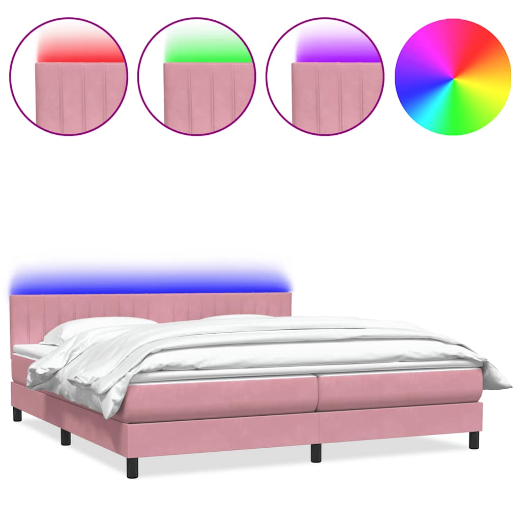 vidaXL Cama box spring con colchón terciopelo rosa 200x220 cm