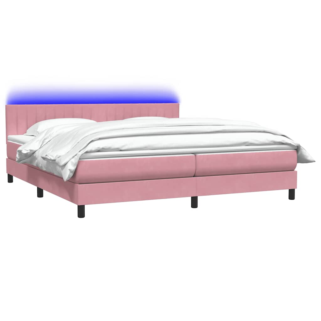 vidaXL Cama box spring con colchón terciopelo rosa 200x220 cm