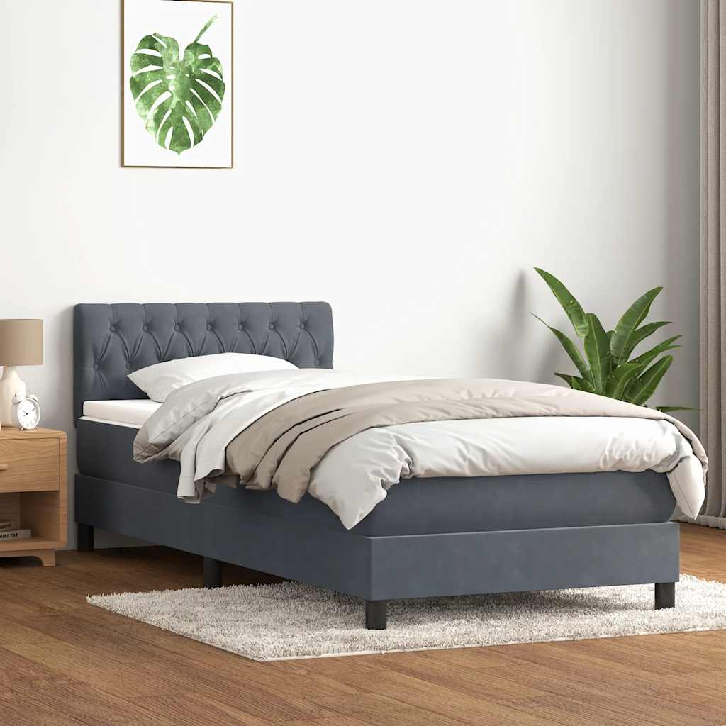 vidaXL Cama box spring con colchón terciopelo gris oscuro 80x210 cm