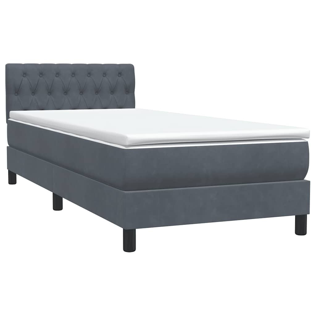 vidaXL Cama box spring con colchón terciopelo gris oscuro 80x210 cm