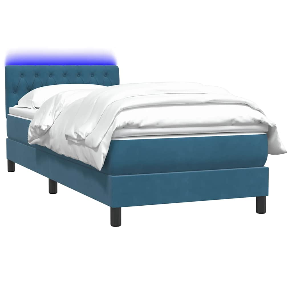 vidaXL Cama box spring con colchón terciopelo azul oscuro 80x210 cm