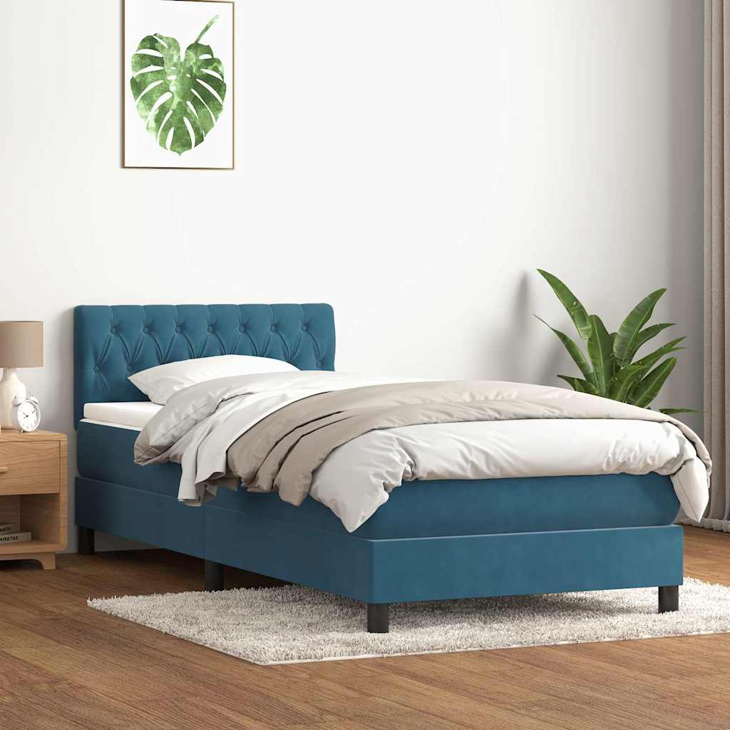 vidaXL Cama box spring con colchón terciopelo azul oscuro 80x210 cm