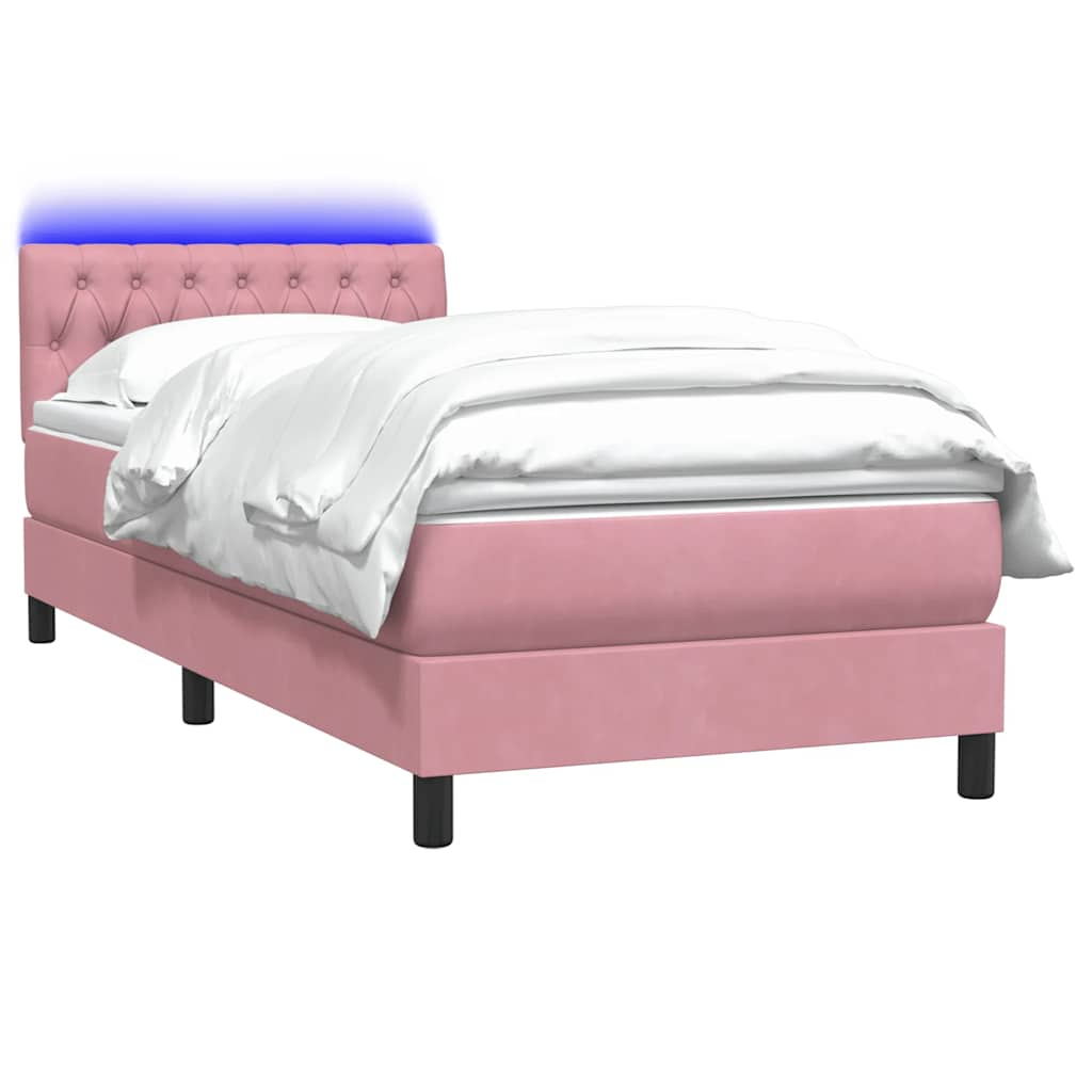 vidaXL Cama box spring con colchón terciopelo rosa 80x210 cm