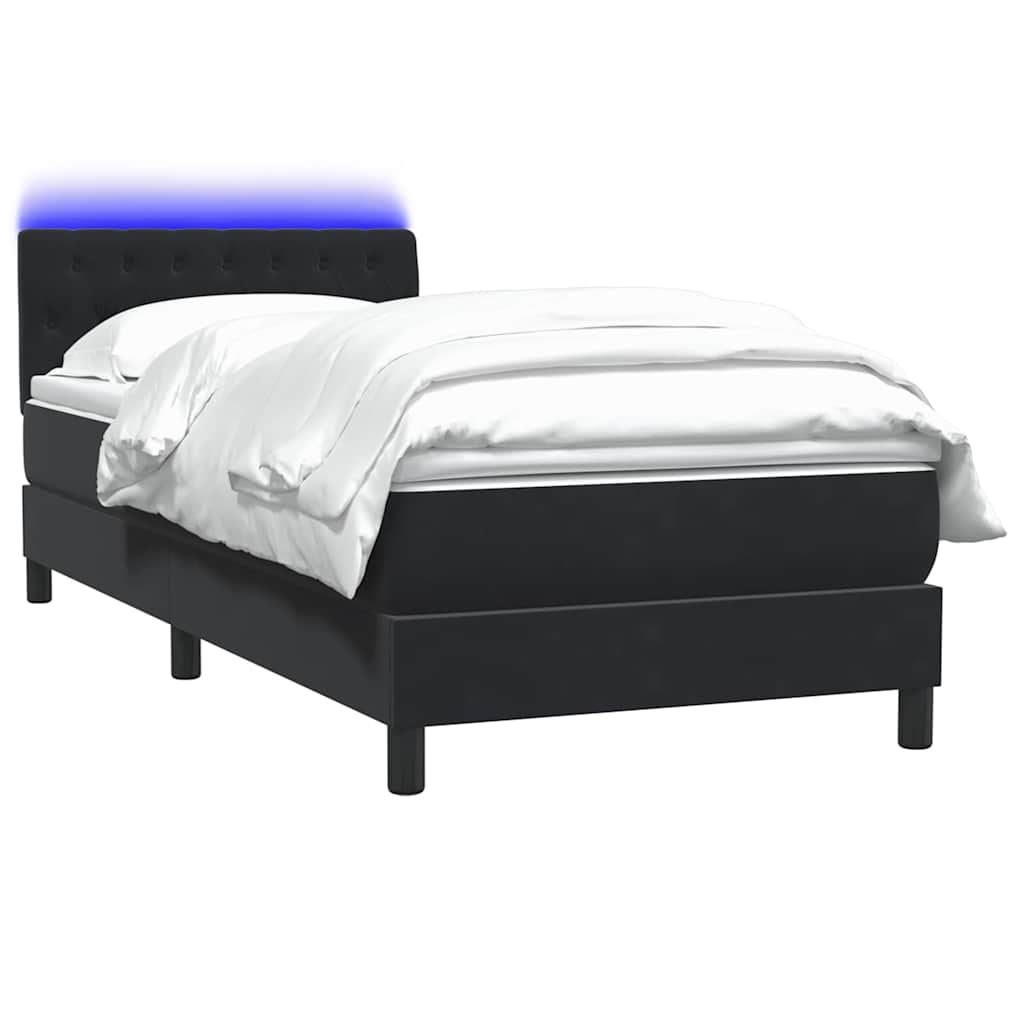 vidaXL Cama box spring con colchón cuero sintético negro 90x210 cm