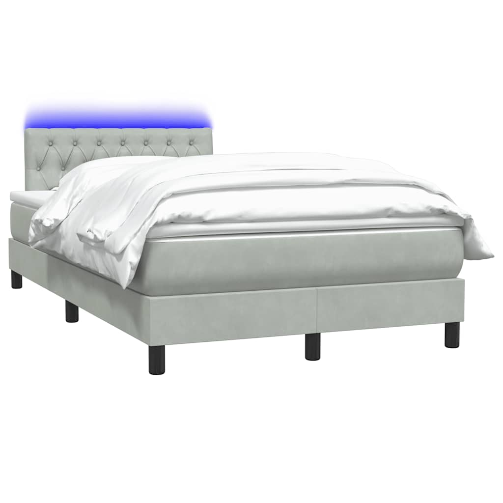 vidaXL Cama box spring con colchón terciopelo gris claro 120x210 cm