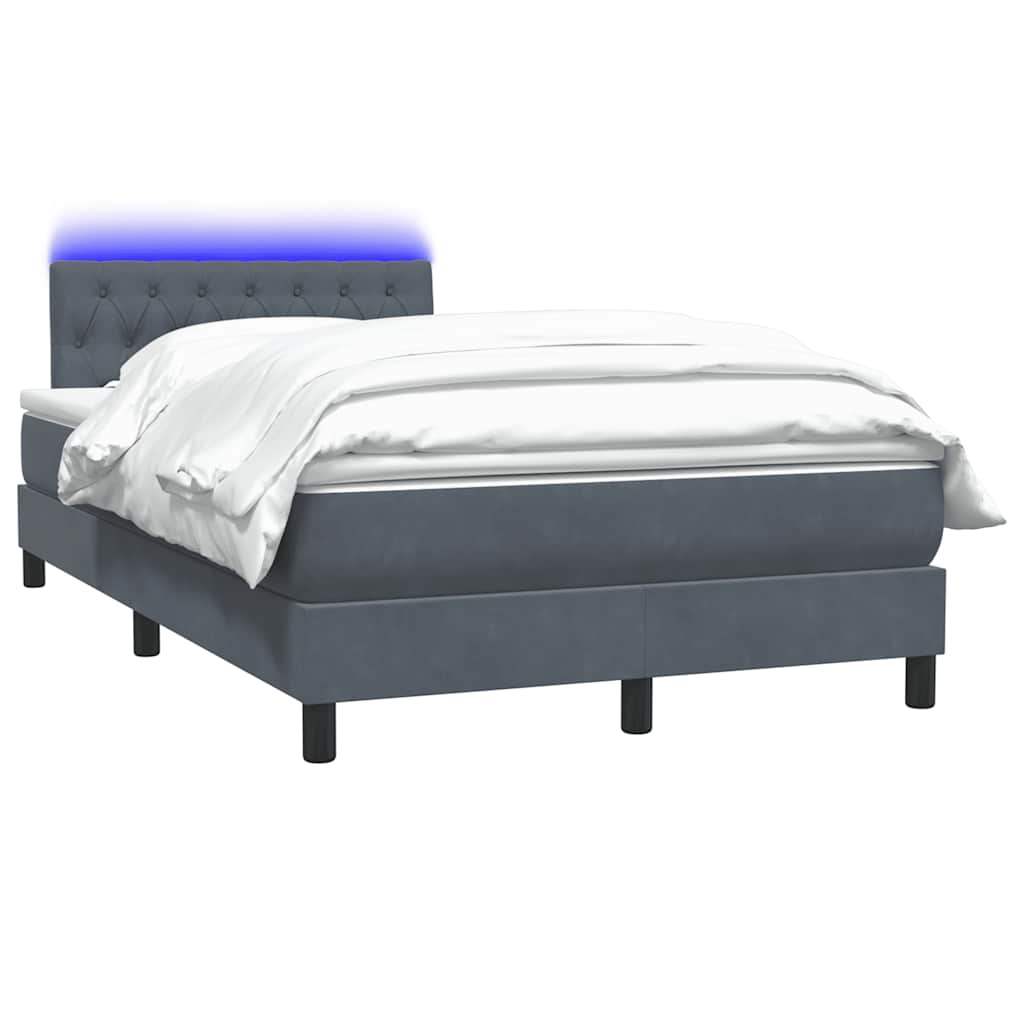 vidaXL Cama box spring con colchón terciopelo gris oscuro 120x210 cm