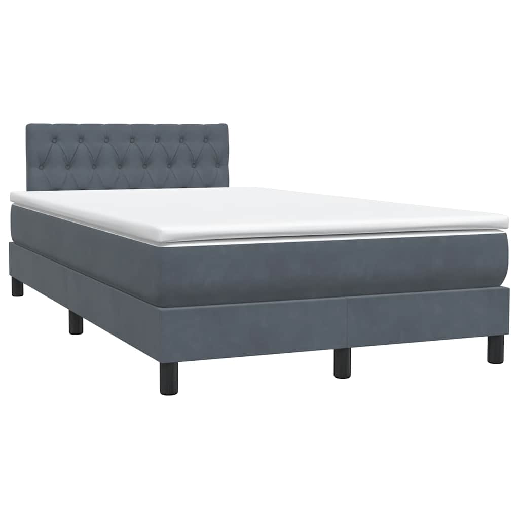 vidaXL Cama box spring con colchón terciopelo gris oscuro 120x210 cm