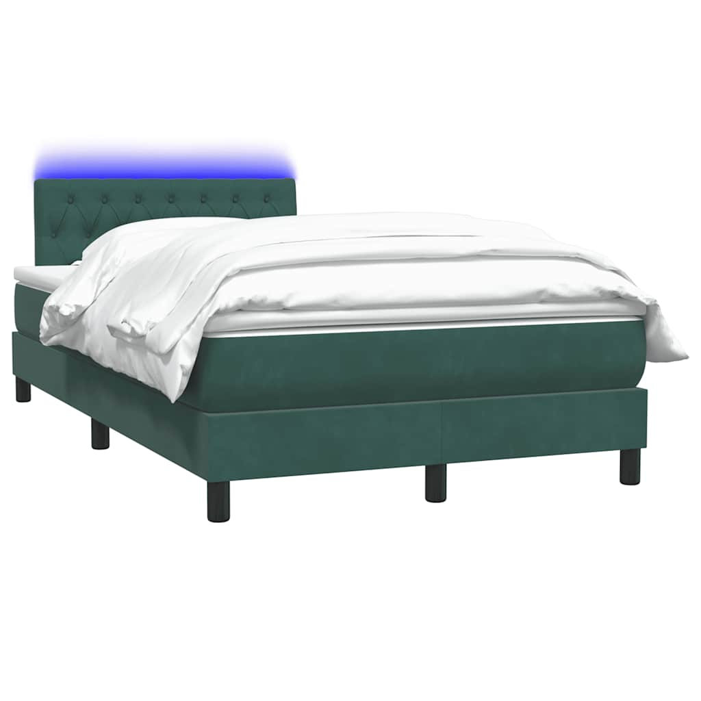 vidaXL Cama box spring con colchón terciopelo verde oscuro 120x210 cm