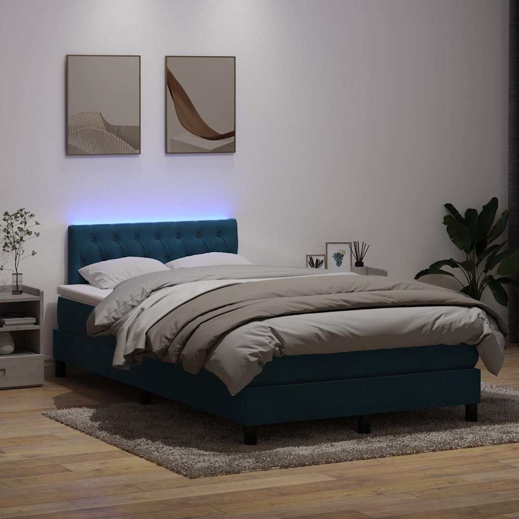 vidaXL Cama box spring con colchón terciopelo azul oscuro 120x210 cm