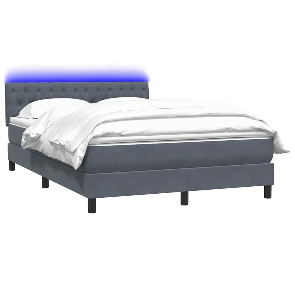 vidaXL Cama box spring con colchón terciopelo gris oscuro 140x210 cm