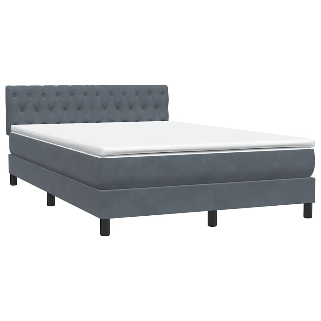 vidaXL Cama box spring con colchón terciopelo gris oscuro 140x210 cm