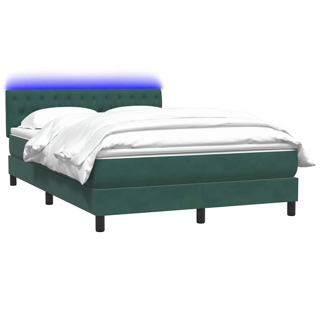 vidaXL Cama box spring con colchón terciopelo verde oscuro 140x210 cm