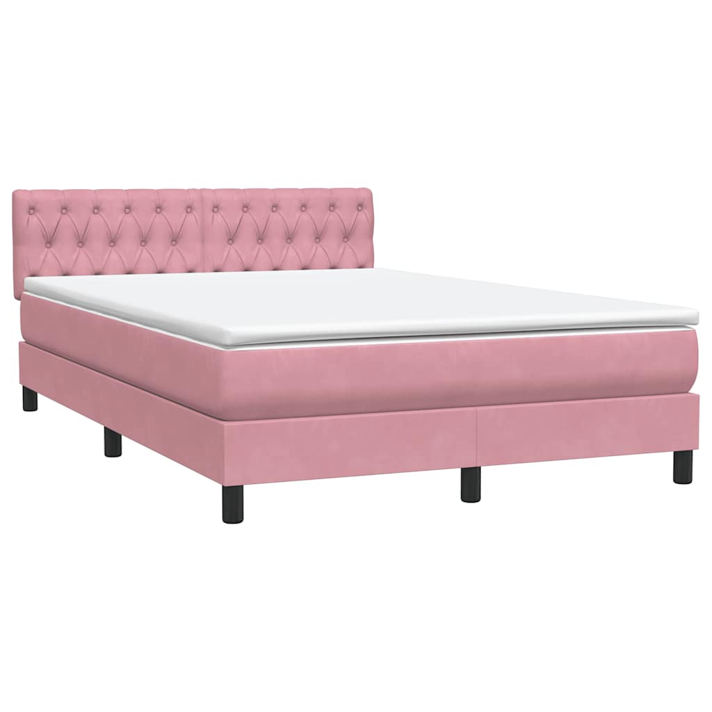 vidaXL Cama box spring con colchón terciopelo rosa 140x210 cm