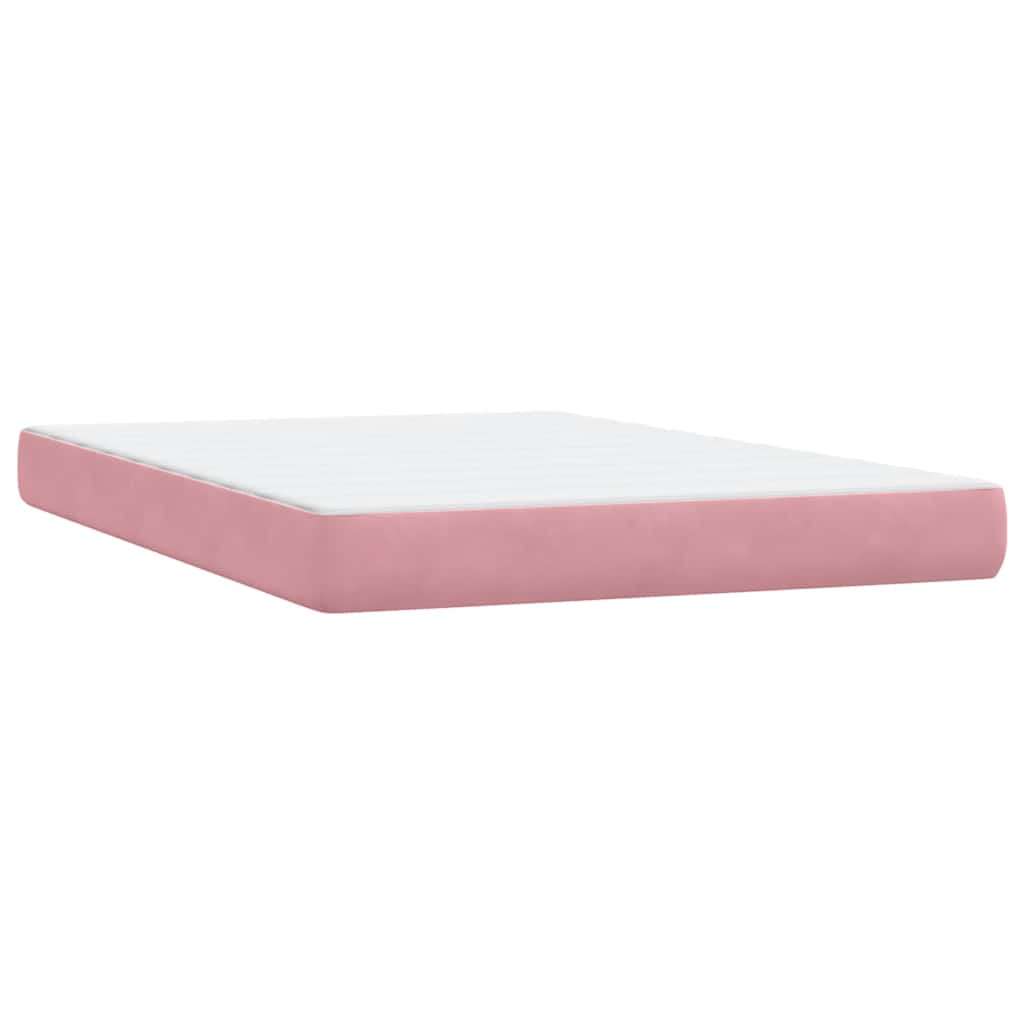 vidaXL Cama box spring con colchón terciopelo rosa 140x210 cm