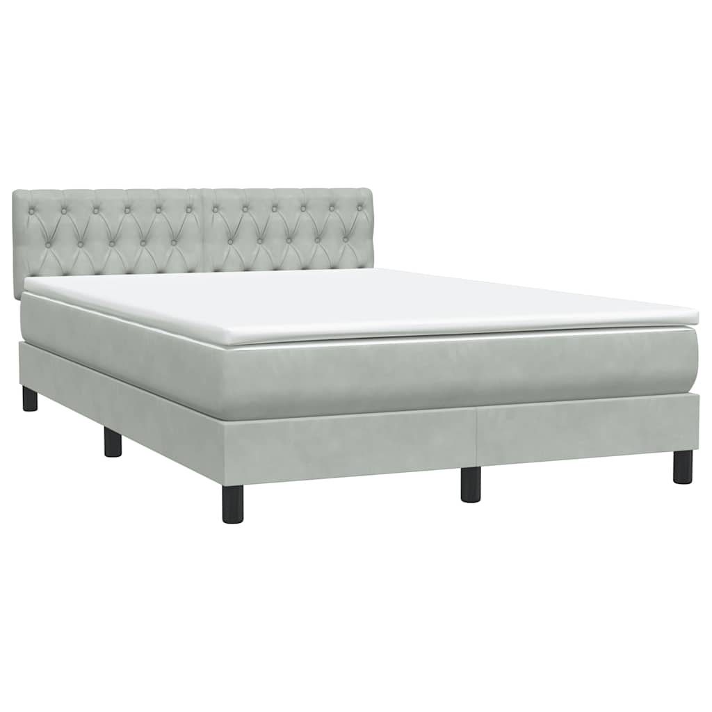 vidaXL Cama box spring con colchón terciopelo gris claro 160x210 cm