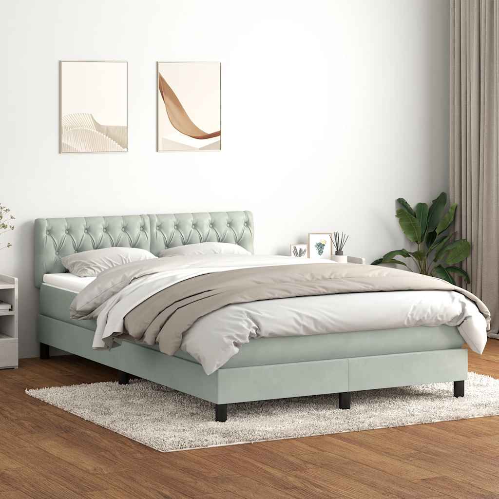 vidaXL Cama box spring con colchón terciopelo gris claro 160x210 cm