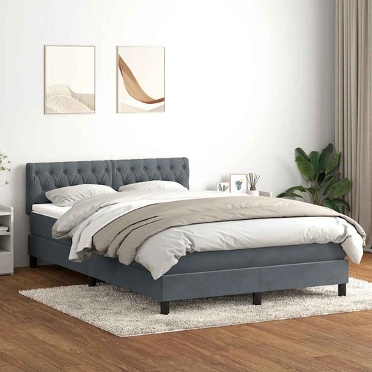 vidaXL Cama box spring con colchón terciopelo gris oscuro 160x210 cm