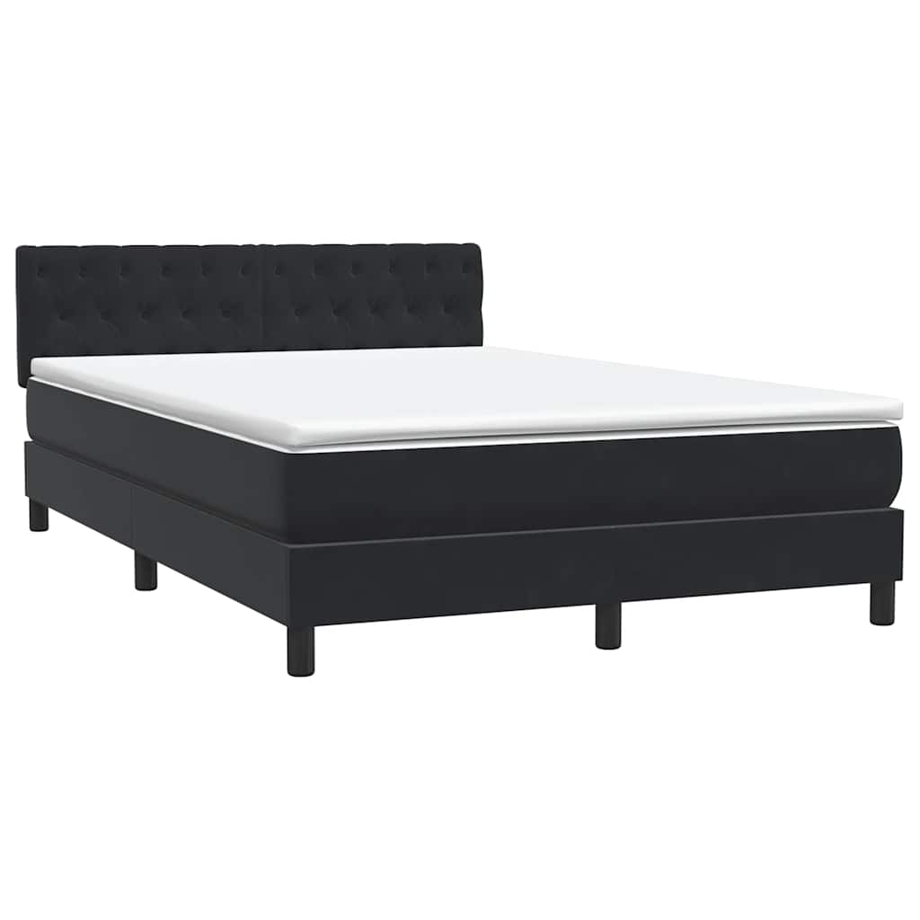 vidaXL Cama box spring con colchón terciopelo negro 160x210 cm