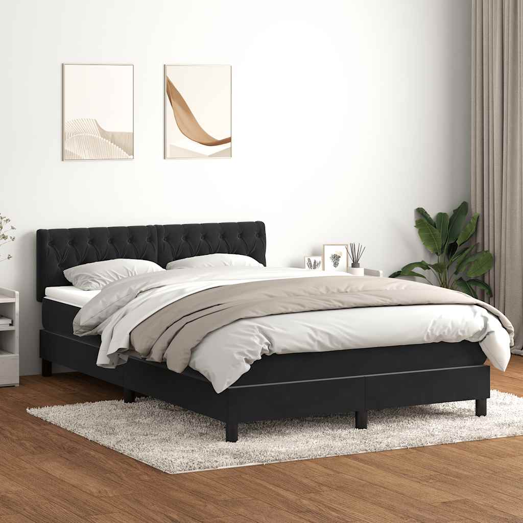 vidaXL Cama box spring con colchón terciopelo negro 160x210 cm