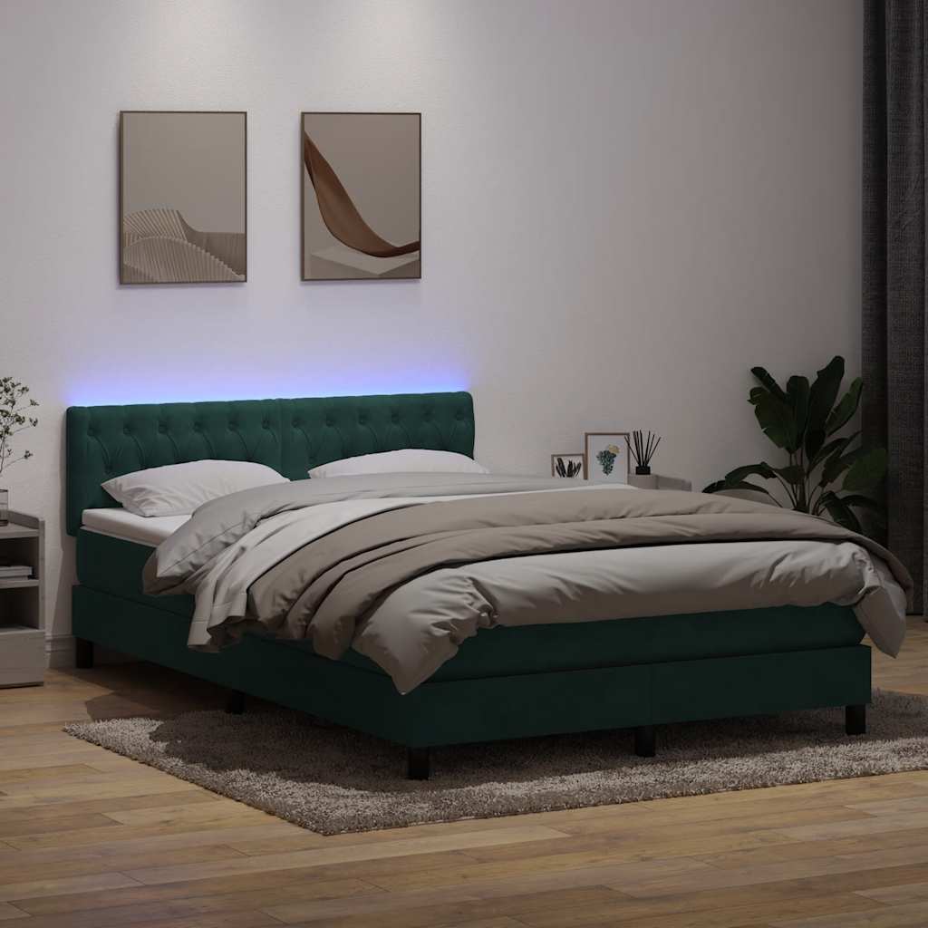 vidaXL Cama box spring con colchón terciopelo verde oscuro 160x210 cm