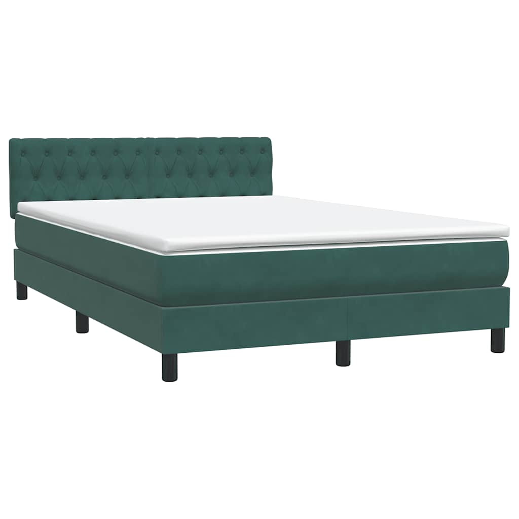 vidaXL Cama box spring con colchón terciopelo verde oscuro 160x210 cm