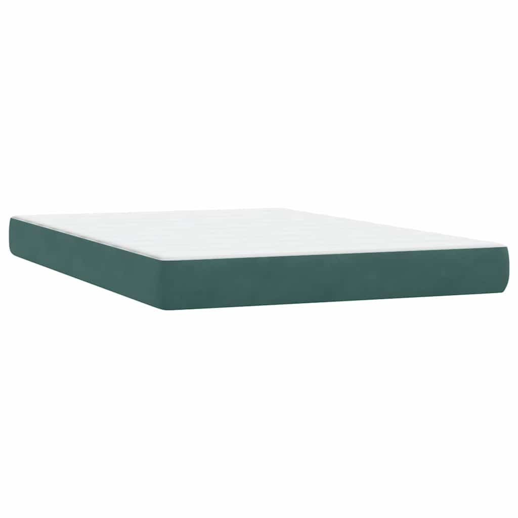 vidaXL Cama box spring con colchón terciopelo verde oscuro 160x210 cm