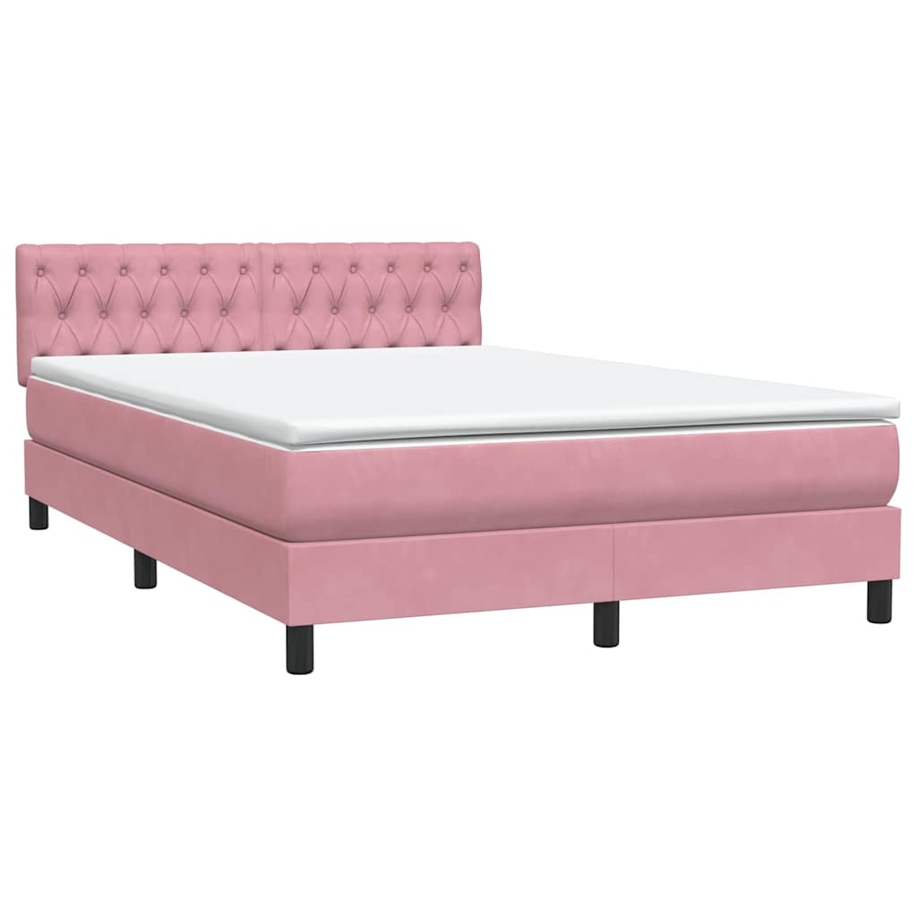 vidaXL Cama box spring con colchón terciopelo rosa 160x210 cm