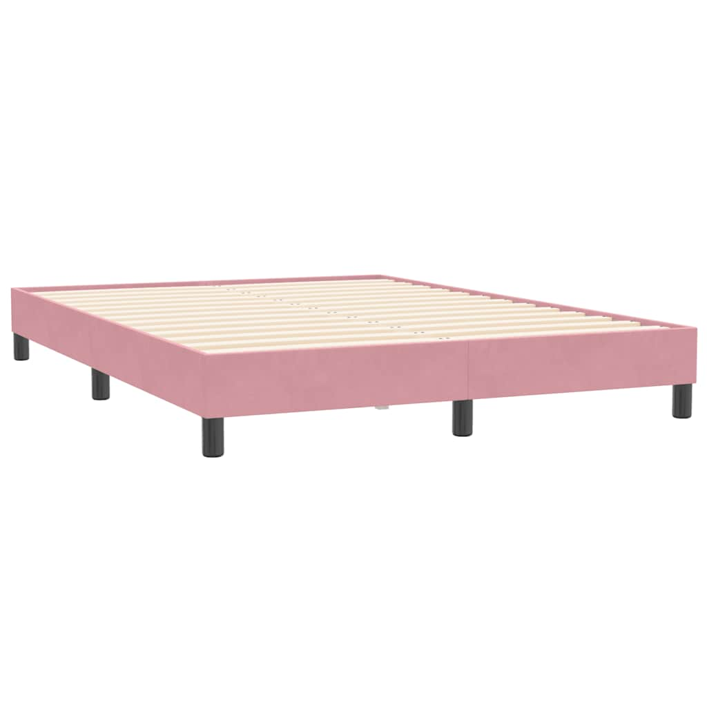 vidaXL Cama box spring con colchón terciopelo rosa 160x210 cm