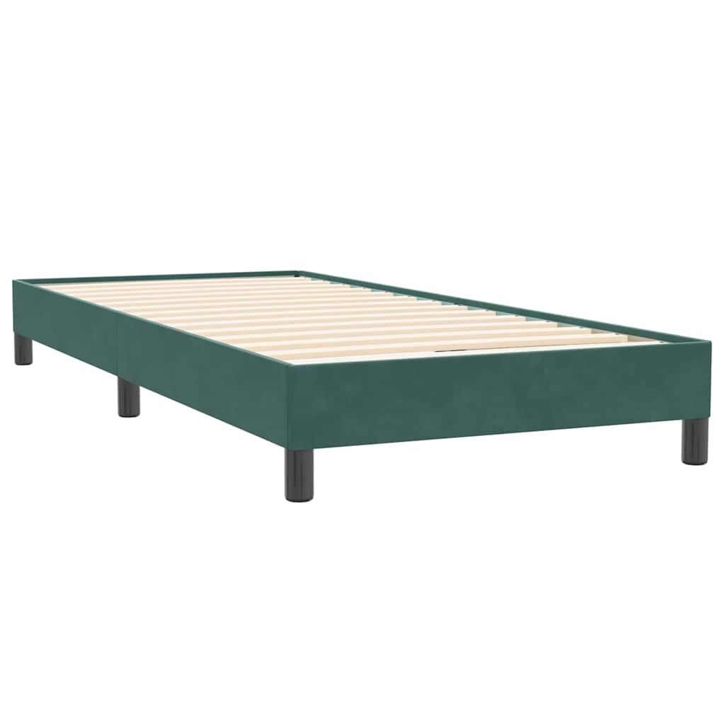 vidaXL Cama box spring con colchón terciopelo verde oscuro 80x220 cm