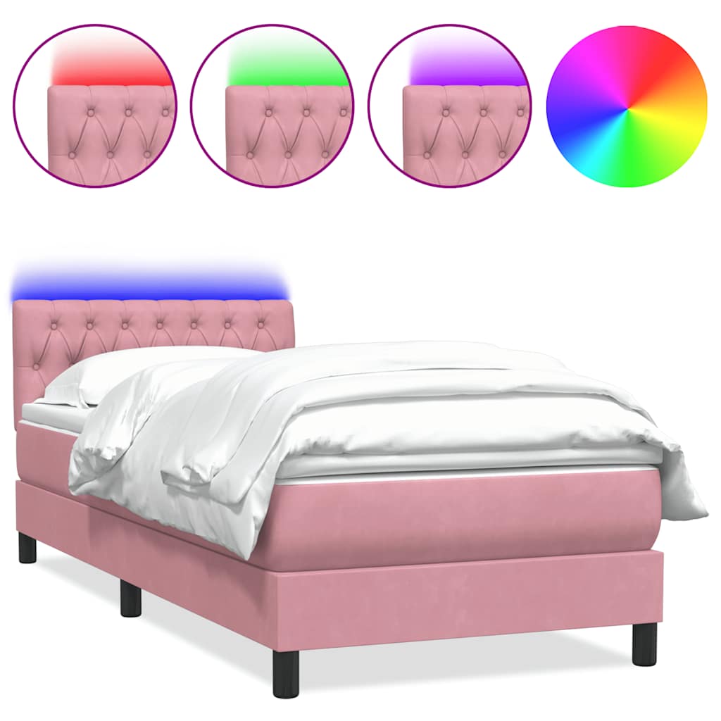 vidaXL Cama box spring con colchón terciopelo rosa 80x220 cm