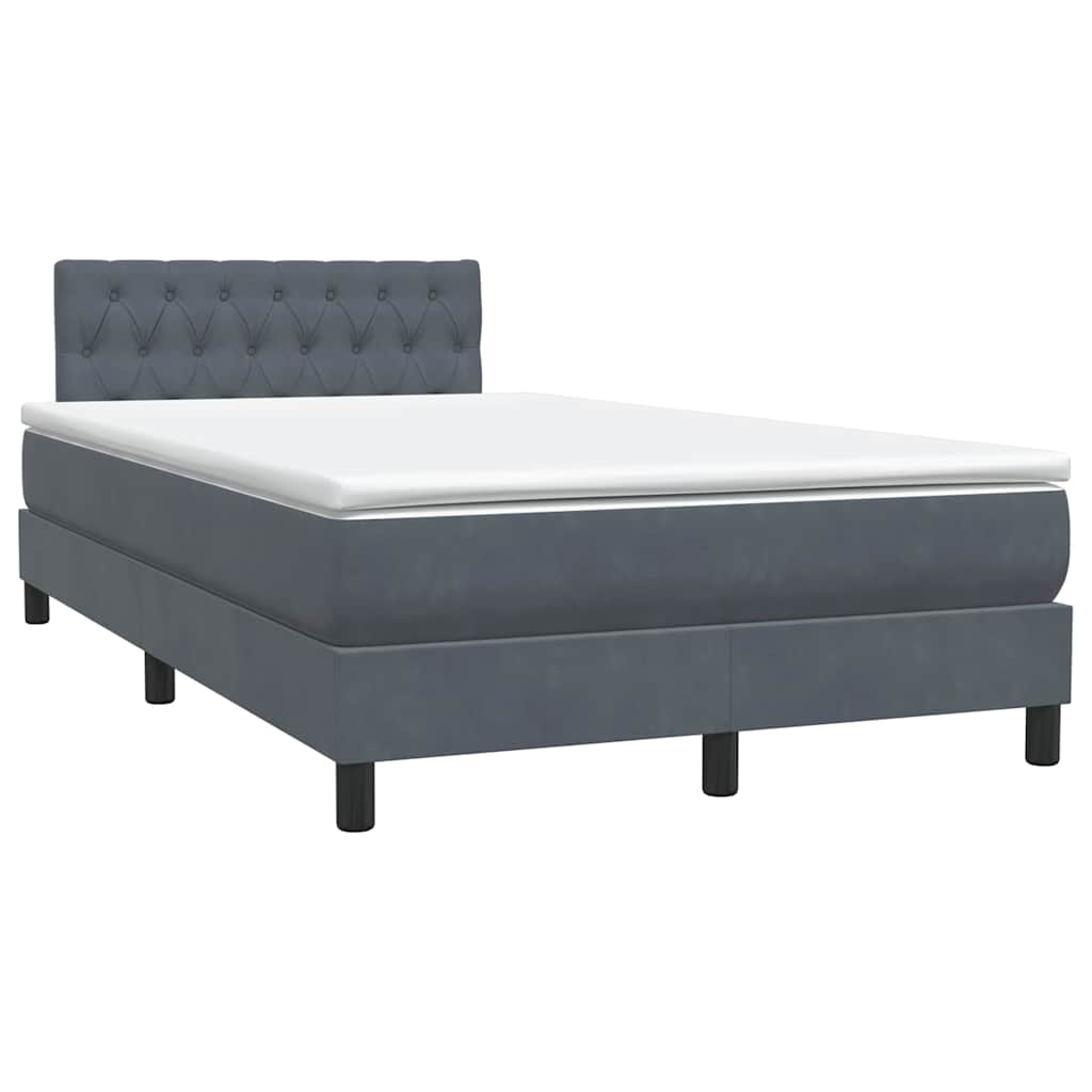 vidaXL Cama box spring con colchón terciopelo gris oscuro 120x220 cm