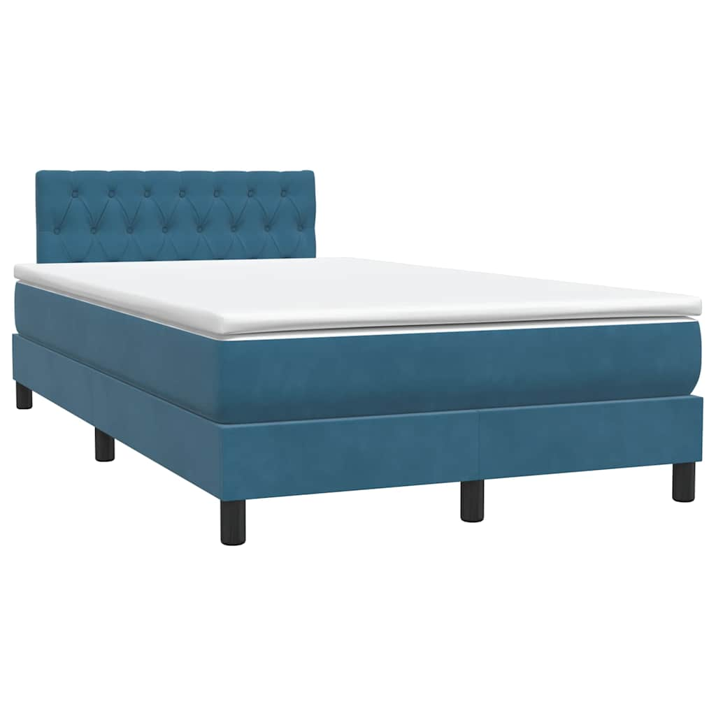 vidaXL Cama box spring con colchón terciopelo azul oscuro 120x220 cm