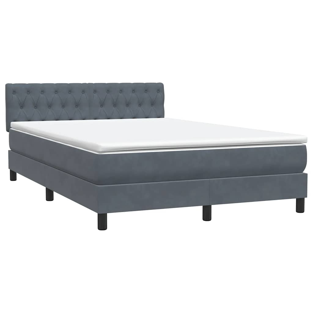 vidaXL Cama box spring con colchón terciopelo gris oscuro 140x220 cm