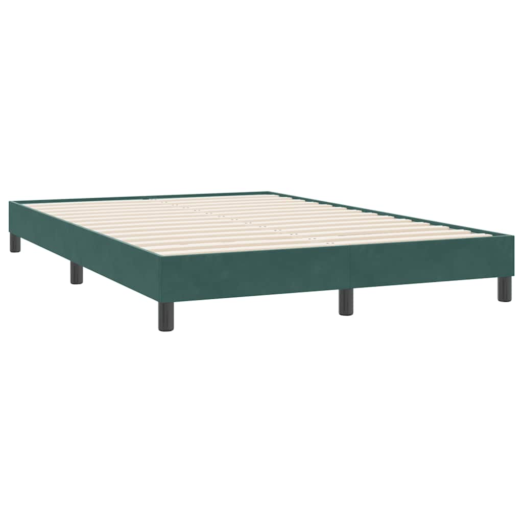 vidaXL Cama box spring con colchón terciopelo verde oscuro 140x220 cm