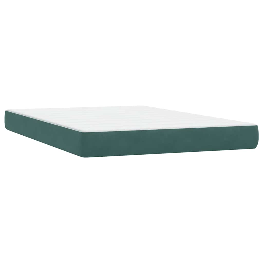 vidaXL Cama box spring con colchón terciopelo verde oscuro 140x220 cm