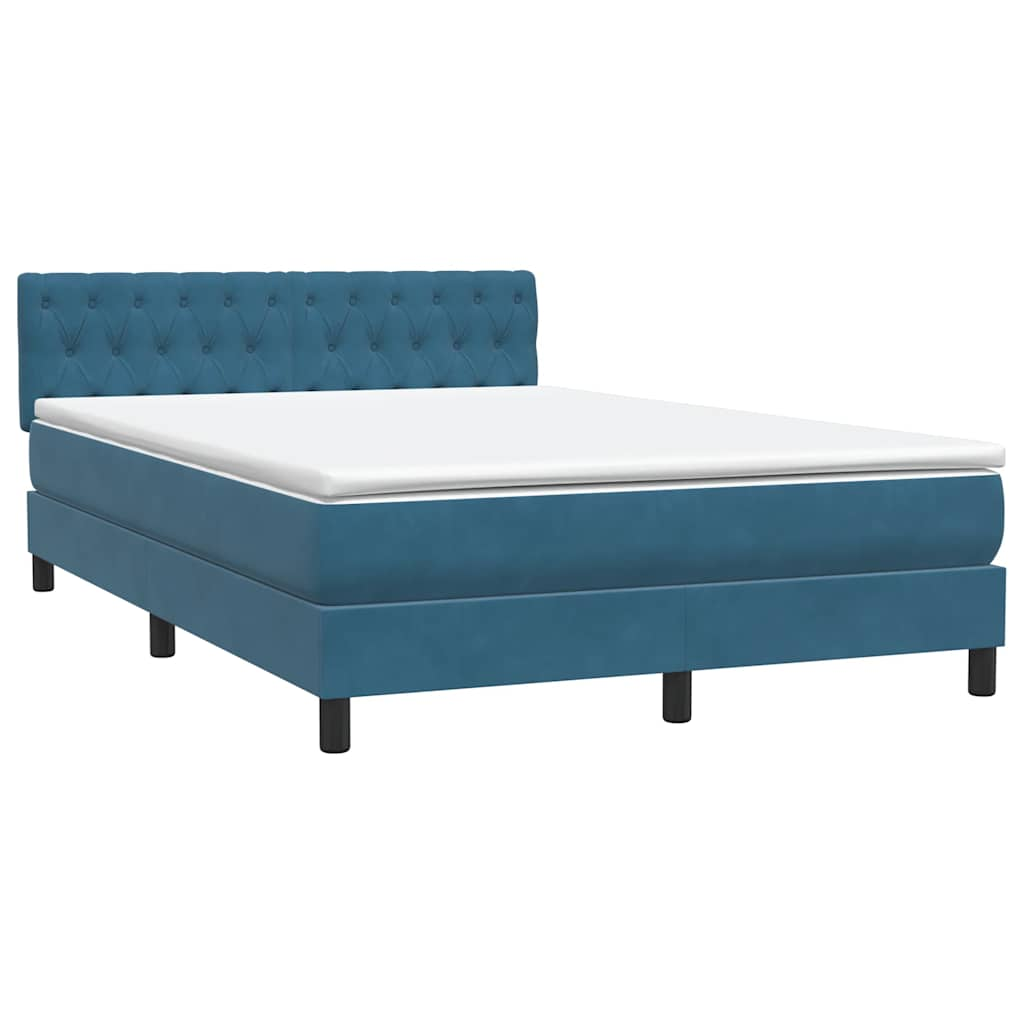 vidaXL Cama box spring con colchón terciopelo azul oscuro 140x220 cm